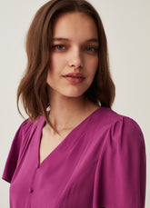Ovs Short Dress In Viscose With V Neck